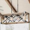 LALUZ Farmhouse Chandelier for Dining Room, Wood Kitchen Island Lighting, 27.5'' L view 1