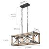 LALUZ Farmhouse Chandelier for Dining Room, Wood Kitchen Island Lighting, 27.5'' L view 4