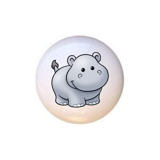 Hippo Design #HP124 - Hippos Hippopotamus - DECORATIVE Glossy CERAMIC Cupboard Cabinet PULLS Dresser Drawer KNOBS