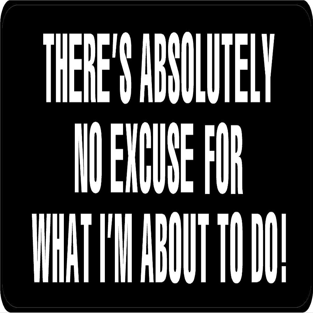 3 - There's Absolutely No Excuse Hard Hat/Biker Helmet Sticker BS 1090