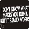 1080 Graphics 3 - I Don't Know What Makes You Dumb, But It Really Works 1 1/4" x 3" Hard Hat Biker Helmet Stickers Bs219 view 1