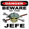 3 - Danger Beware of The Jefe 1.5" x 2.25" Hard Hat Stickers H372 view 1