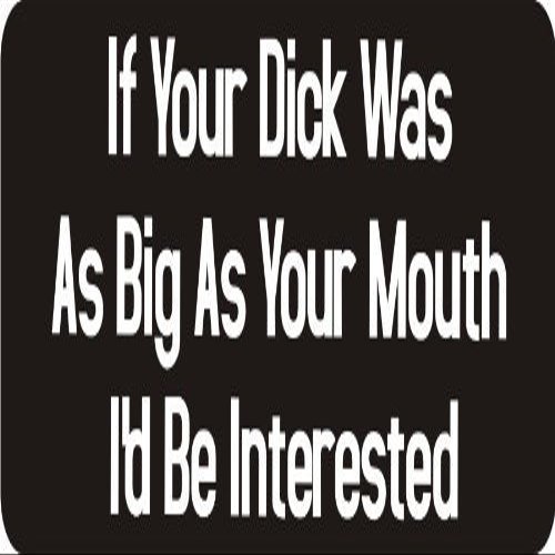 1080 Graphics 3 - If Your Dick was As Big As Your Mouth I'd Be Interested 1 1/4" x 3" Hard Hat Biker Helmet Stickers Bs304