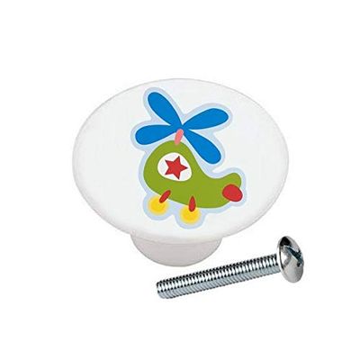 Chopper Helicopter - Kids Transportation - DECORATIVE Glossy CERAMIC Cupboard Cabinet PULLS Dresser Drawer KNOBS