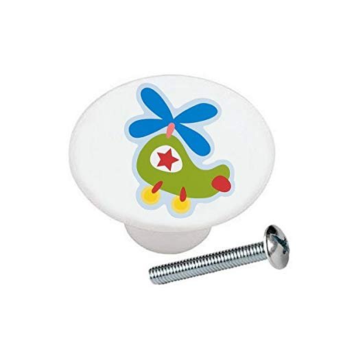 Chopper Helicopter - Kids Transportation - DECORATIVE Glossy CERAMIC Cupboard Cabinet PULLS Dresser Drawer KNOBS