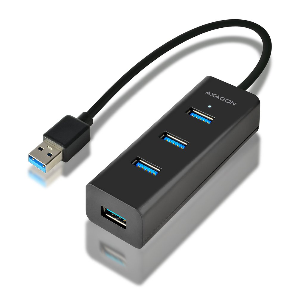 AXAGON HUE-S2B USB-A-Hub, 4X USB 3.0, 1x Micro-USB fr Stromversorgung - 300 mm Kabel