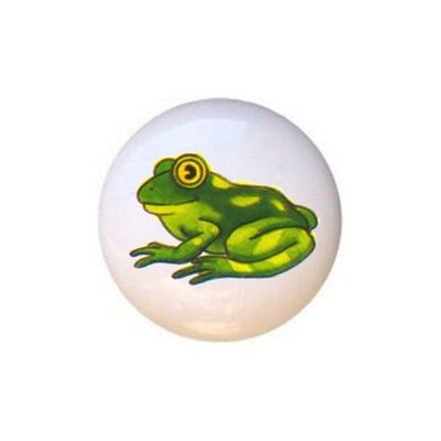 Frog - Lil Animals Animal Series - DECORATIVE Glossy CERAMIC Cupboard Cabinet PULLS Dresser Drawer KNOBS