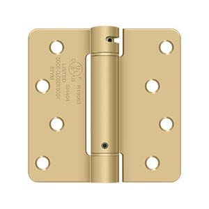 4 in. x 4 in. x 0.25 in. Radius Single Action Steel Spring Hinge (Set of 10) (Brushed Brass)