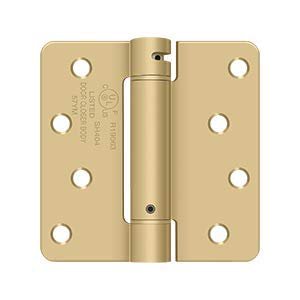 4 in. x 4 in. x 0.25 in. Radius Single Action Steel Spring Hinge (Set of 10) (Brushed Brass)