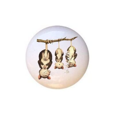 Opossums Hanging by their Tails - Opossum - DECORATIVE Glossy CERAMIC Cupboard Cabinet PULLS Dresser Drawer KNOBS
