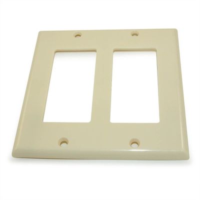 MyCableMart Wallplate: 2 Gang Decor Plate Frame, Ivory