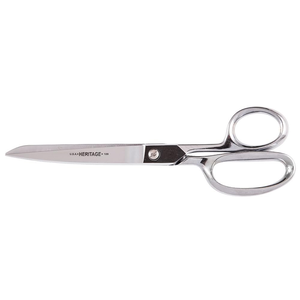 Klein Tools G109HC Scissors, Made in USA, Straight Trimmer with Blunt Tips for Cutting Fabric, Canvas, Felt, Silk, Cord, and More, 9-Inch