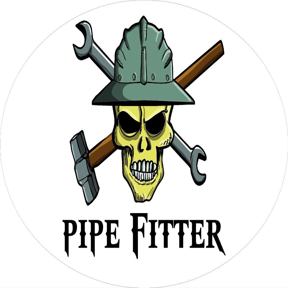 3 - Pipe Fitter Skull Hard Hat/Helmet Stickers 1 1/2" x 3" H317