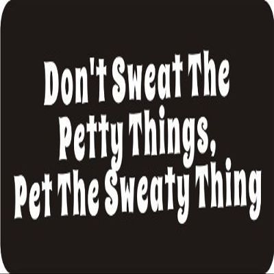 1080 Graphics 3 - Don't Sweat The Petty Things, Pet The Sweaty Thing 1 1/4" x 3" Hard Hat Biker Helmet Stickers Bs130