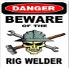 1080 Graphics 3 - Danger Beware of The Rig Welder 1.5" x 2.25" Hard Hat Stickers H356 view 1