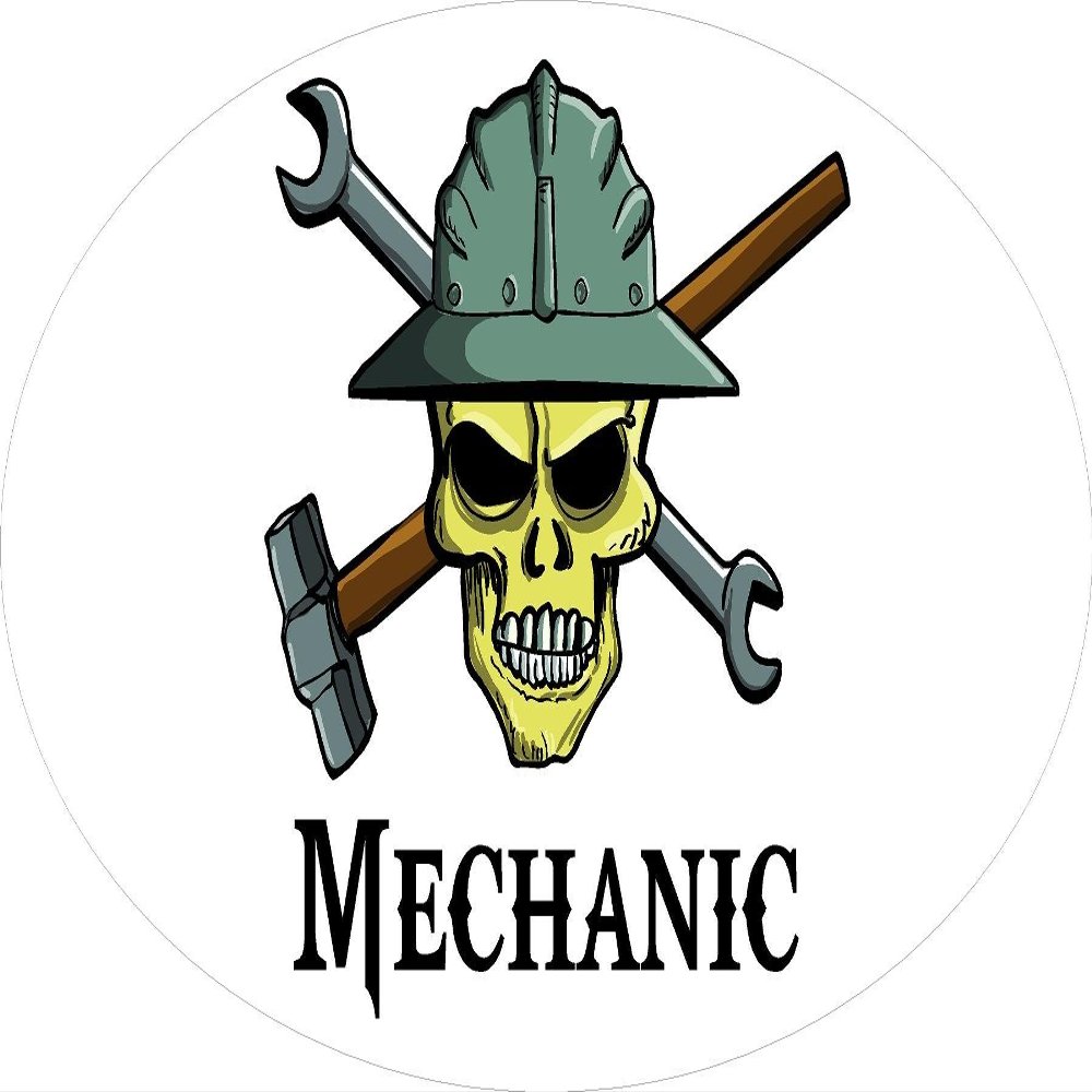 3 - Mechanic Skull Hard Hat/Helmet Stickers 1 1/2" x 3" H295