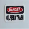3 - Danger Oilfield Trash Hard Hat/Helmet Stickers 1" x 2" view 1
