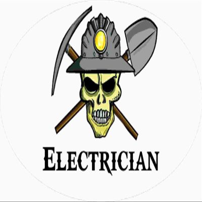 3 - Electrician Coal Miner Skull 1 1/2" x 3" Hard Hat Stickers H402