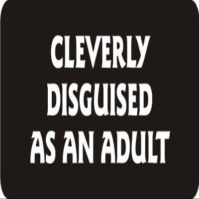 3 - Cleverly Disguised As An Adult 1 1/4" x 3" Hard Hat Biker Helmet Stickers Bs087