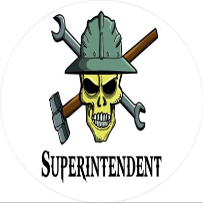 3 - Superintendent Skull Hard Hat/Helmet Stickers 1 1/2" x 3" H311