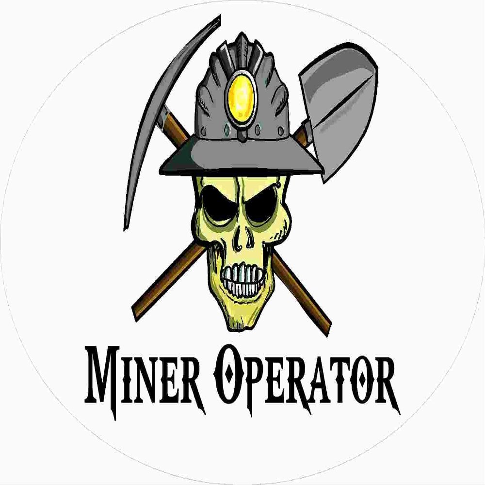 3 - Miner Operator Coal Miner Skull 1 1/2" x 3" Hard Hat Stickers H405