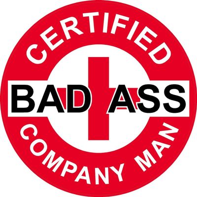 3 - Red Certified Bad Ass Company Man 2" Hard Hat/Helmet Stickers H675