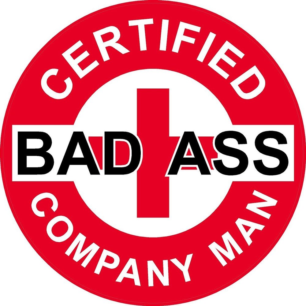 3 - Red Certified Bad Ass Company Man 2" Hard Hat/Helmet Stickers H675