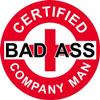 3 - Red Certified Bad Ass Company Man 2" Hard Hat/Helmet Stickers H675 view 1