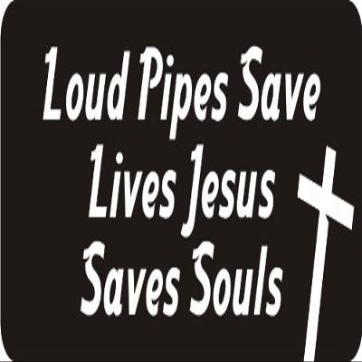 1080 Graphics 3 - Loud Pipes Save Lives Jesus Saves Souls 1 1/4" x 3" Hard Hat Biker Helmet Stickers Bs395