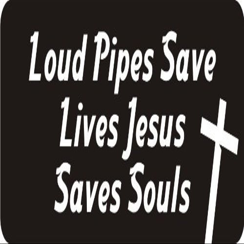1080 Graphics 3 - Loud Pipes Save Lives Jesus Saves Souls 1 1/4" x 3" Hard Hat Biker Helmet Stickers Bs395