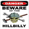 3 - Danger Beware of The Hillbilly 1.5" x 2.25" Hard Hat Stickers H362 view 1