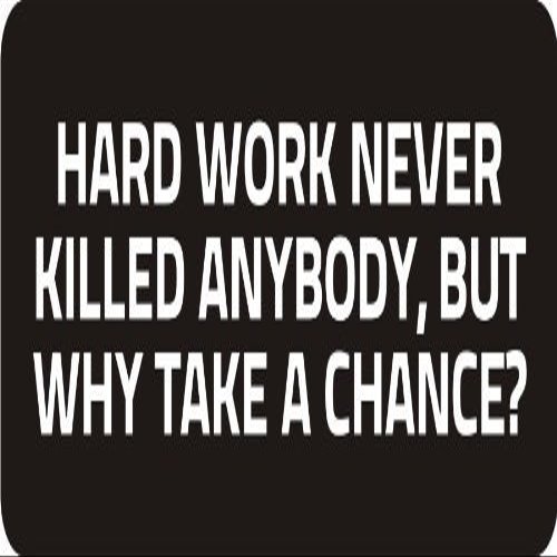 1080 Graphics 3 - Hard Work Never Killed Anybody, But Why Take A Chance 1 1/4" x 3" Hard Hat Biker Helmet Stickers Bs179