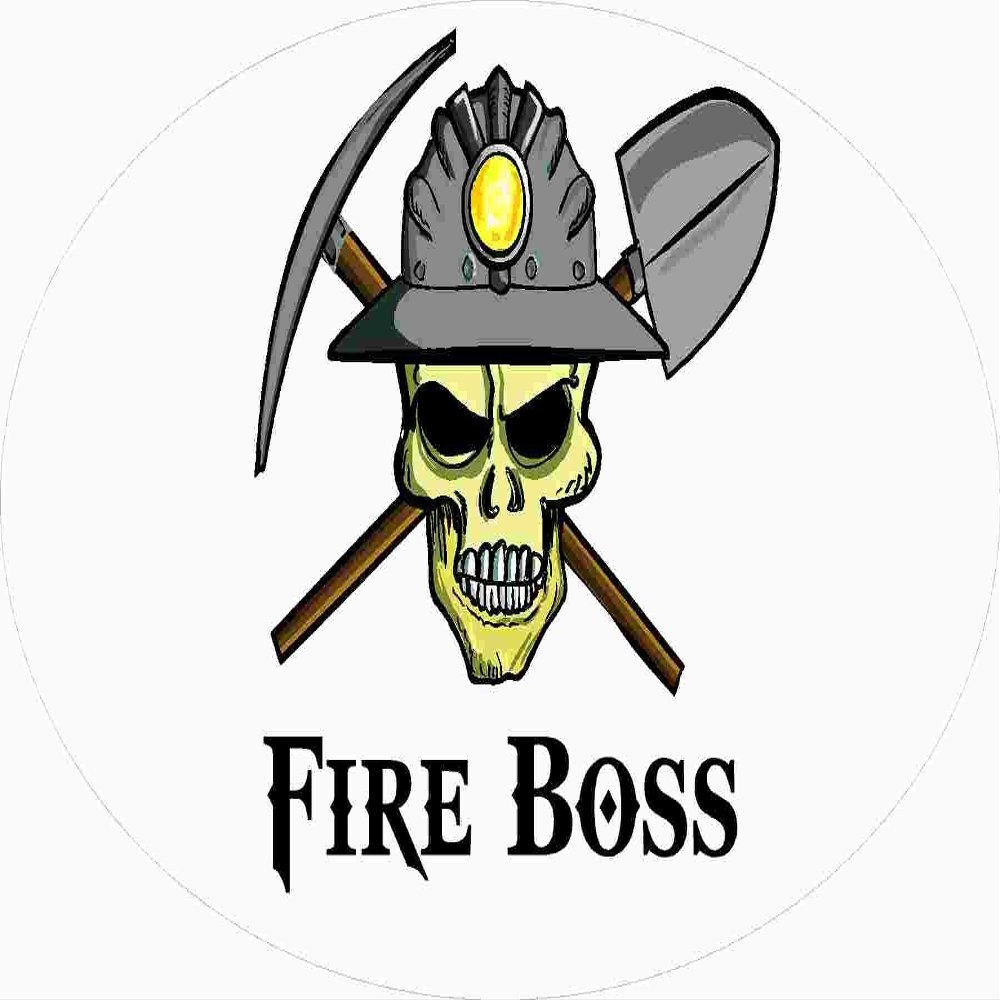 3 - Fire Boss Coal Miner Skull 1 1/2" x 3" Hard Hat Stickers H403