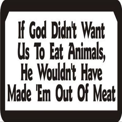 1080 Graphics 3 - If God Didn't Want Us to Eat Animals, He Wouldn't Have Made Them of Meat 1 1/4" x 3" Hard Hat Biker Helmet...