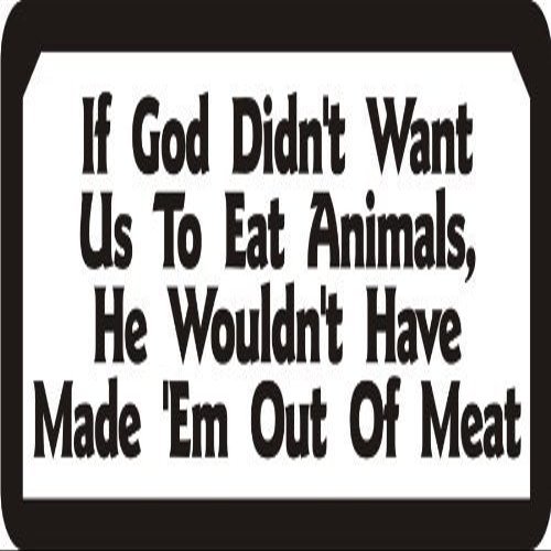 1080 Graphics 3 - If God Didn't Want Us to Eat Animals, He Wouldn't Have Made Them of Meat 1 1/4" x 3" Hard Hat Biker Helmet...