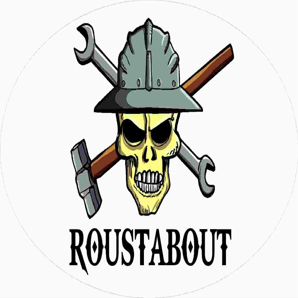 3 - Skull Roustabout 1.5" x 3" Hard Hat Stickers H392