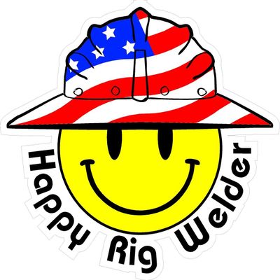 1080 Graphics 3 - Happy Rig Welder Smiley USA Hardhat Oilfield Helmet Toolbox Sticker H888