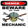 3 - Danger Beware of The Mechanic 1.5" x 2.25" Hard Hat Stickers H340 view 1