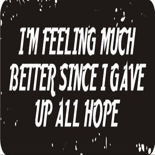 1080 Graphics 3 - I'm Feeling Much Better Since I Gave Up All Hope 1 1/4" x 3" Hard Hat Biker Helmet Stickers Bs312
