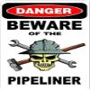 3 - Danger Beware of The Pipeliner 1.5" x 2.25" Hard Hat Stickers H360 view 1