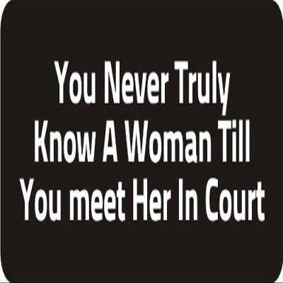 1080 Graphics 3 - You Never Truly Know A Woman Till You Meet Her in Court 1 1/4" x 3" Hard Hat Biker Helmet Stickers Bs603