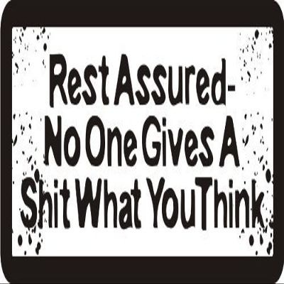 1080 Graphics 3 - Rest Assured- No One Gives A Shit What You Think 1 1/4" x 3" Hard Hat Biker Helmet Stickers Bs480