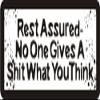 1080 Graphics 3 - Rest Assured- No One Gives A Shit What You Think 1 1/4" x 3" Hard Hat Biker Helmet Stickers Bs480 view 1
