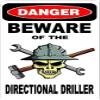 3 - Danger Beware of The Directional Driller 1.5" x 2.25" Hard Hat Stickers H352 view 1