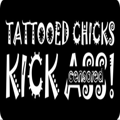 1080 Graphics 3 - Tattooed Chicks Kick A Hard Hat/Biker Helmet Sticker BS 1067