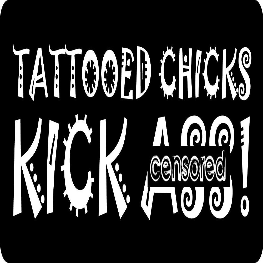 1080 Graphics 3 - Tattooed Chicks Kick A Hard Hat/Biker Helmet Sticker BS 1067