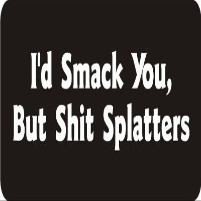 1080 Graphics 3 - I'd Smack You, But Shit Splatters 1 1/4" x 3" Hard Hat Biker Helmet Stickers Bs279