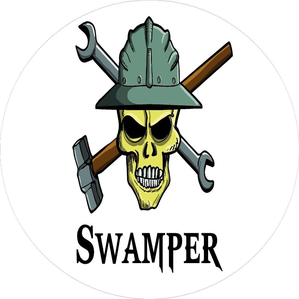 3 - Swamper Skull Hard Hat/Helmet Stickers 1 1/2" x 3" H302