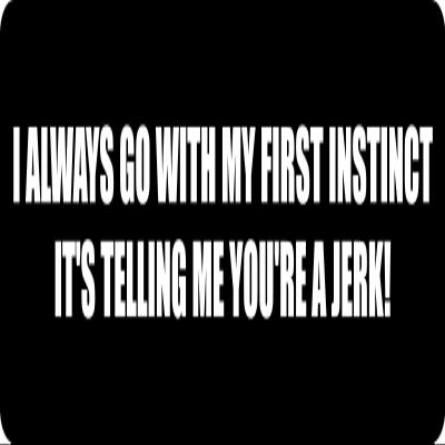 1080 Graphics 3 - I Always Go with My First Instinct Hard Hat/Biker Helmet Sticker BS 892