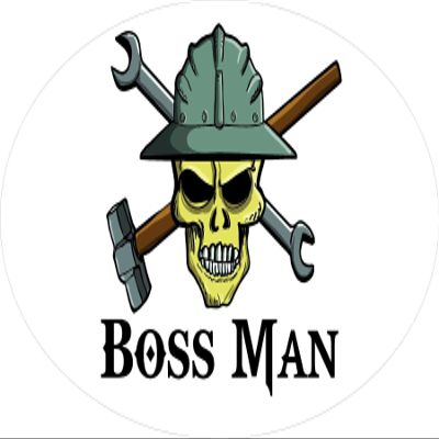3 - Boss Man Skull Hard Hat/Helmet Stickers 1 1/2" x 3" H314